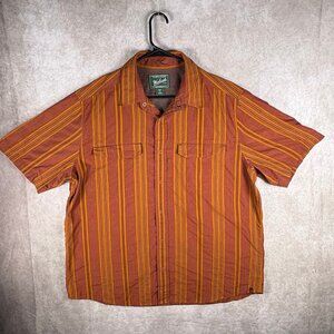 VTG Woolrich Men’s XL Outdoor Short Sleeve Shirt Deep Ruby Stripe Organic Cotton